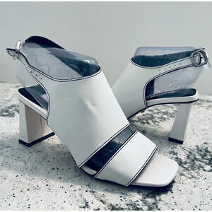 Topshop Nateisha High Heeled Sandals Leather White Size 6.5